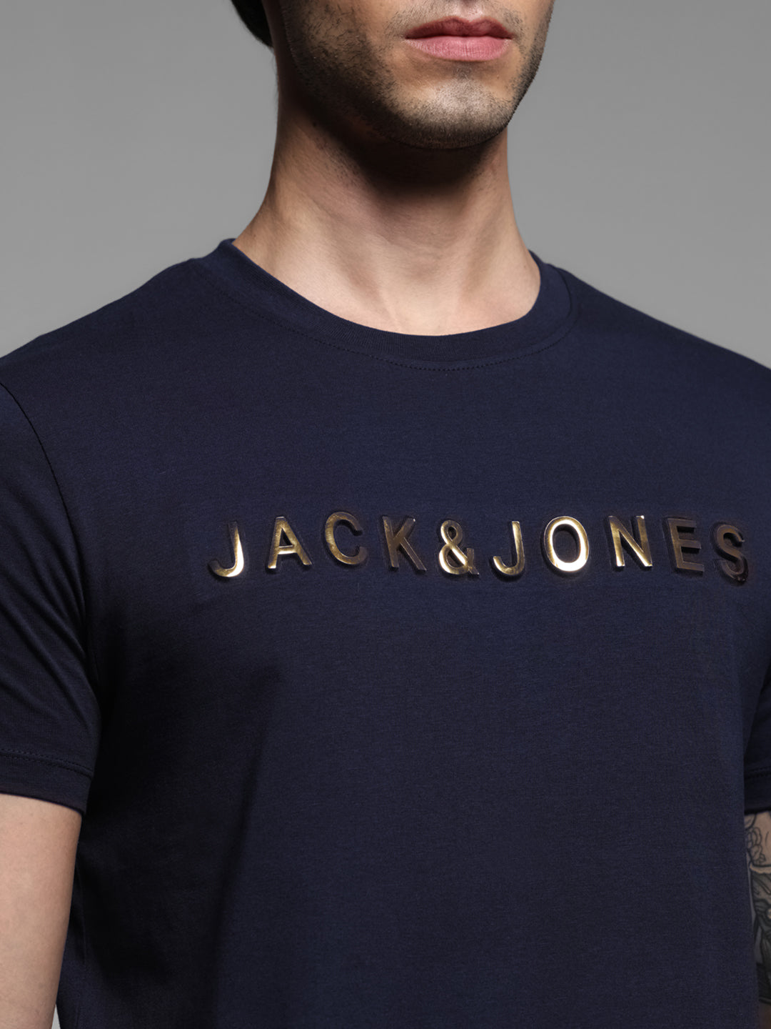 Blue Printed Cotton T-shirt