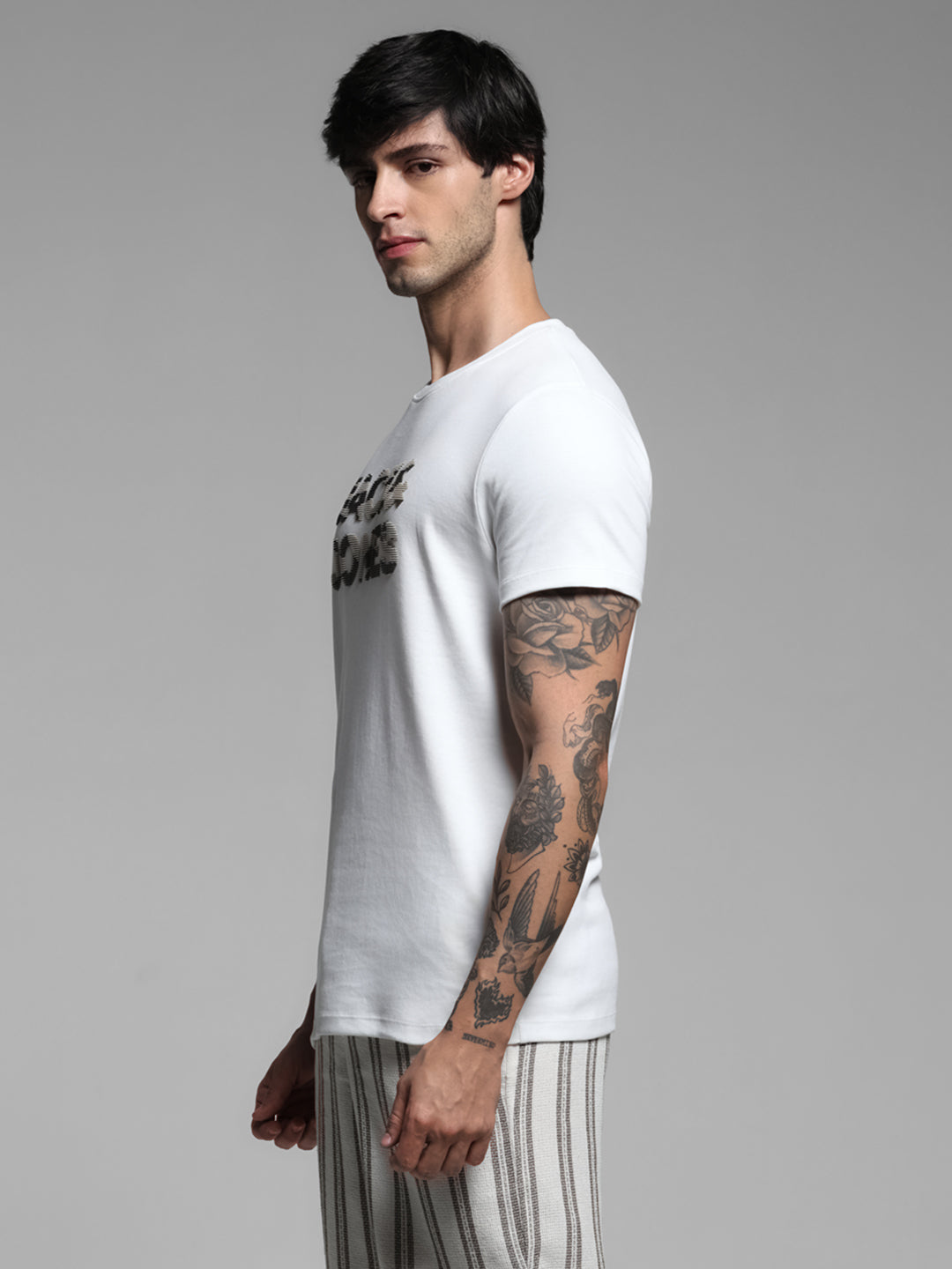 White Logo Print T-shirt