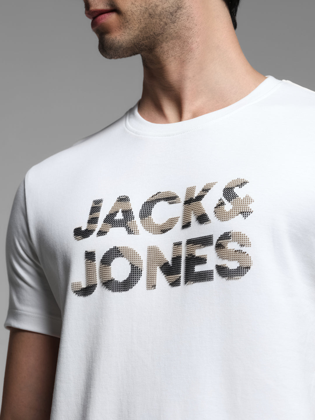 White Logo Print T-shirt