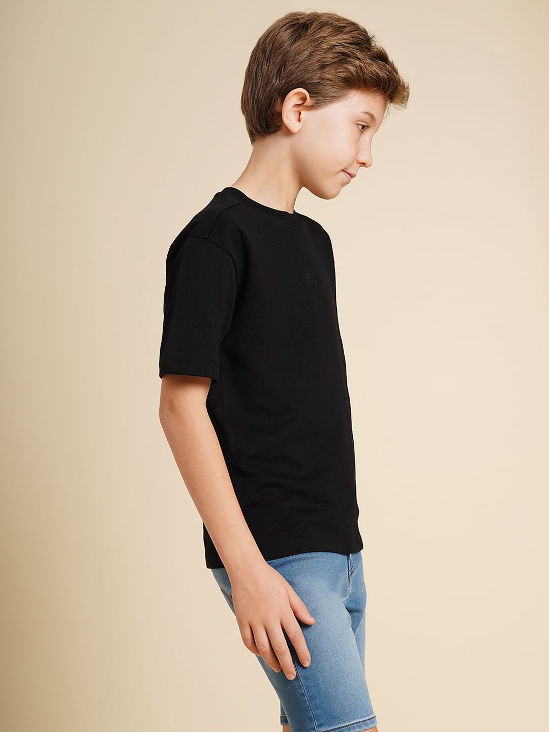 Boys Black Logo Print Oversized T-shirt