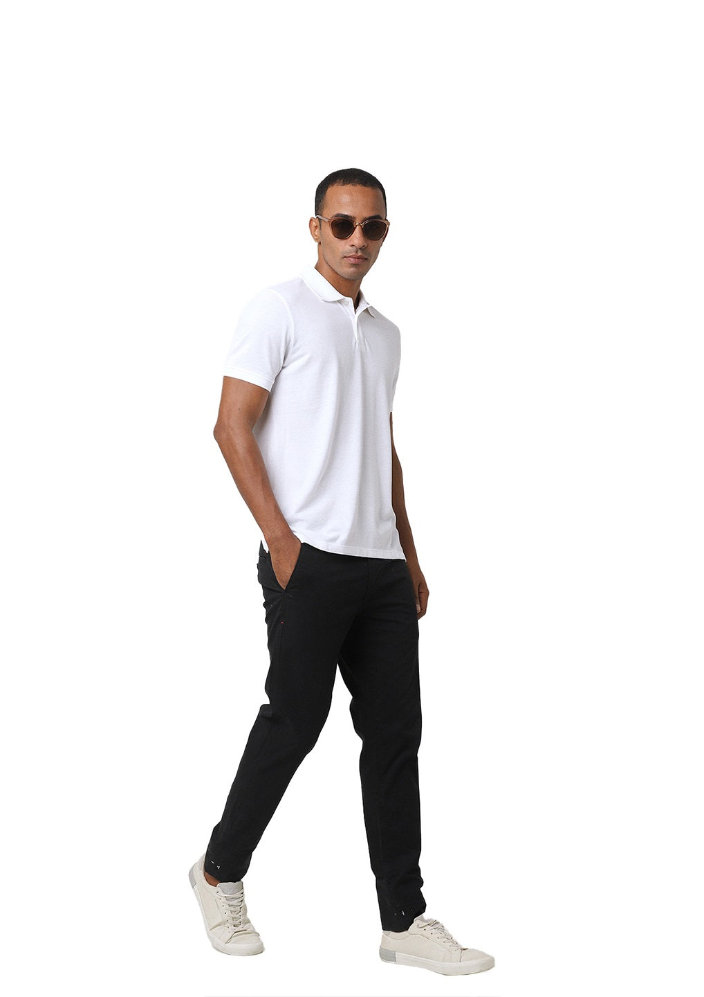 White Cotton Blend Polo