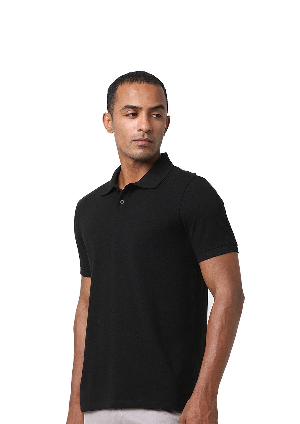 Black Cotton Blend Polo