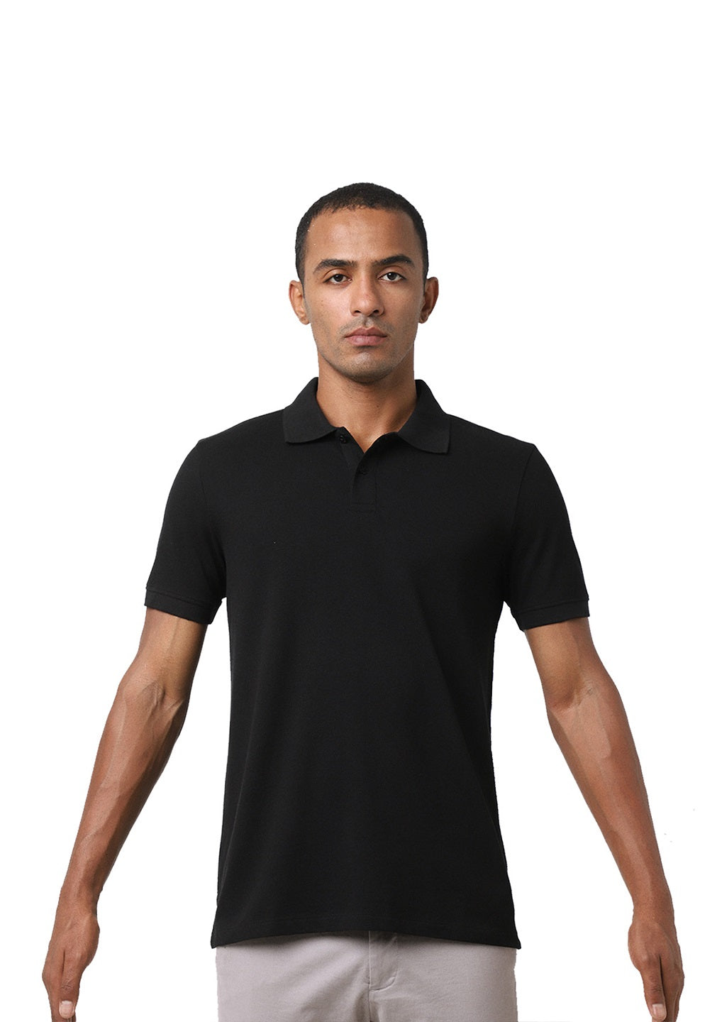 Black Cotton Blend Polo