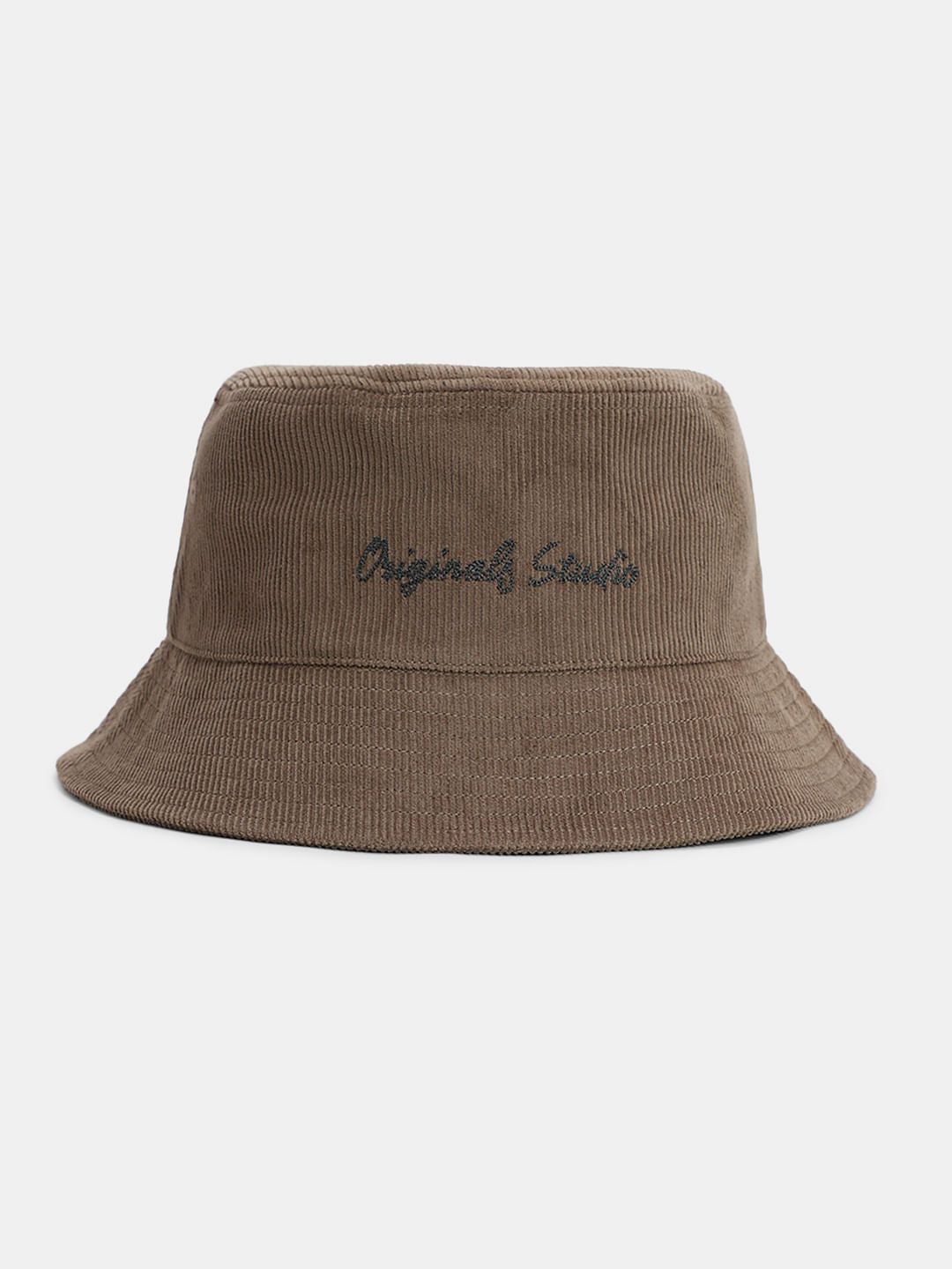 Brown Ribbed Bucket Hat