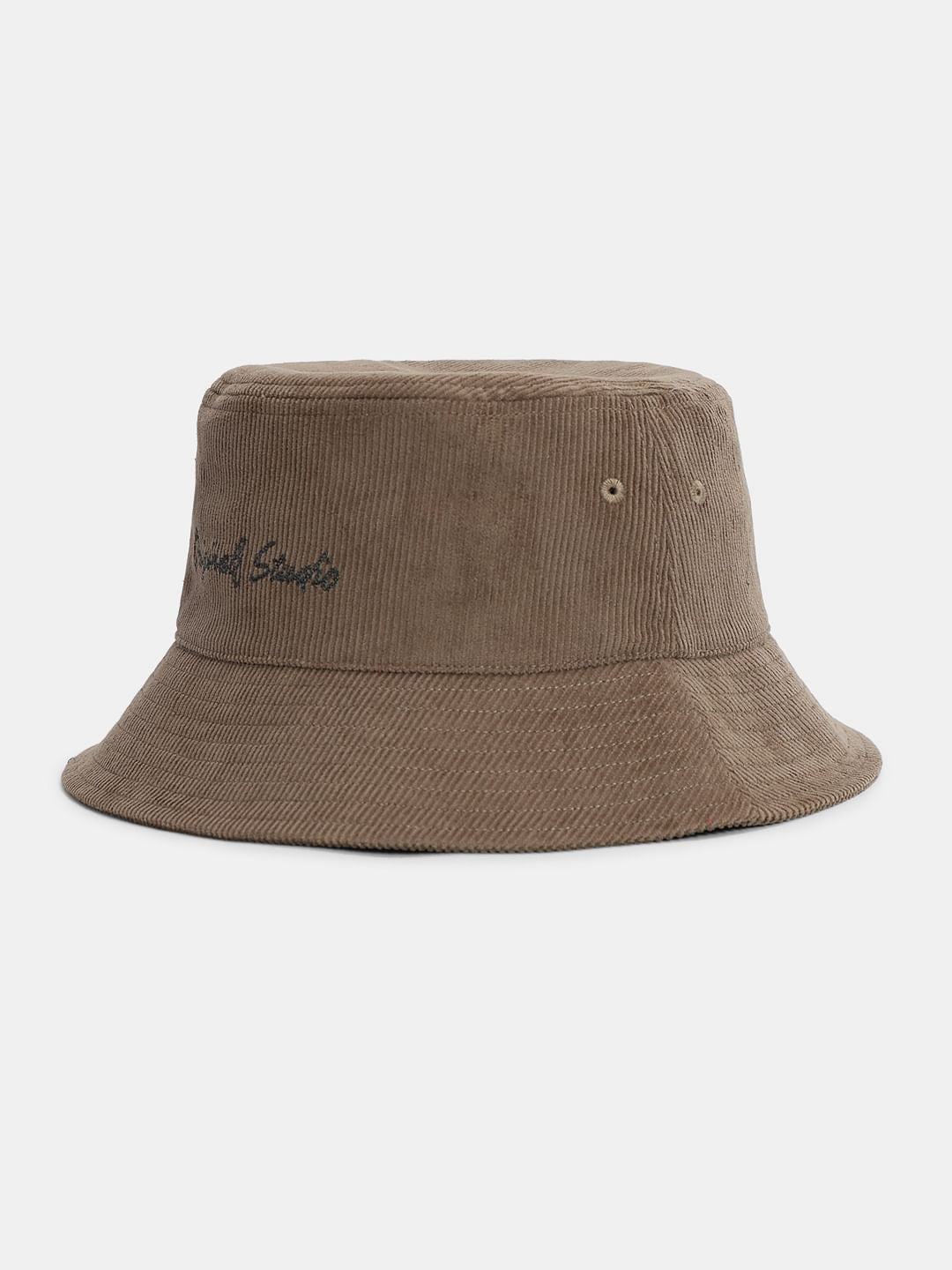 Brown Ribbed Bucket Hat