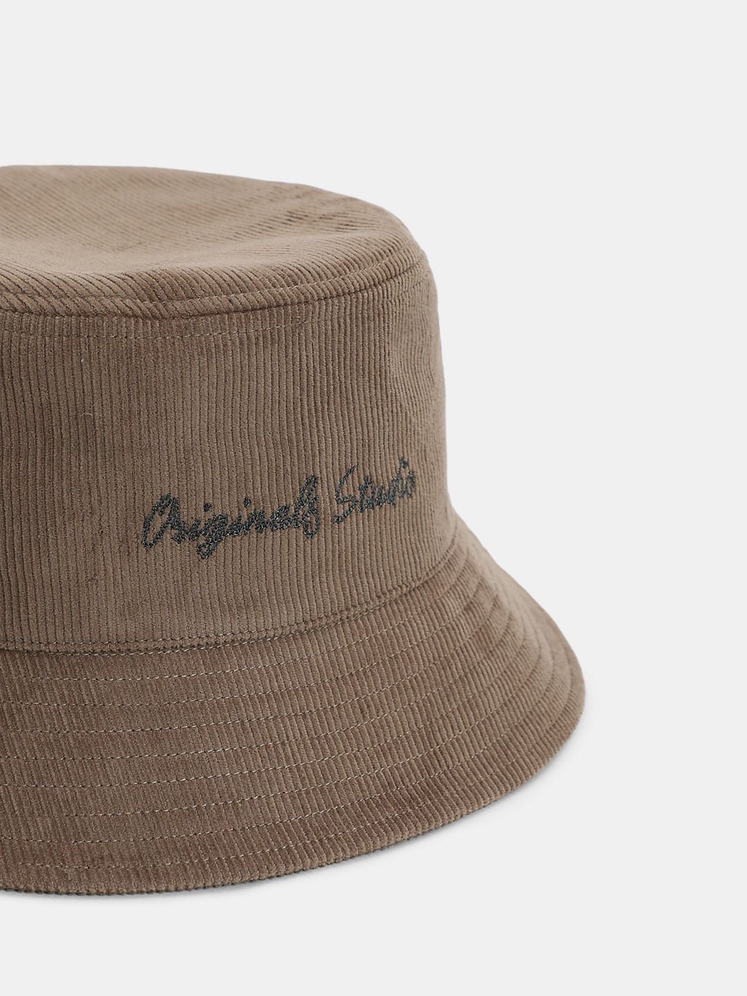 Brown Ribbed Bucket Hat