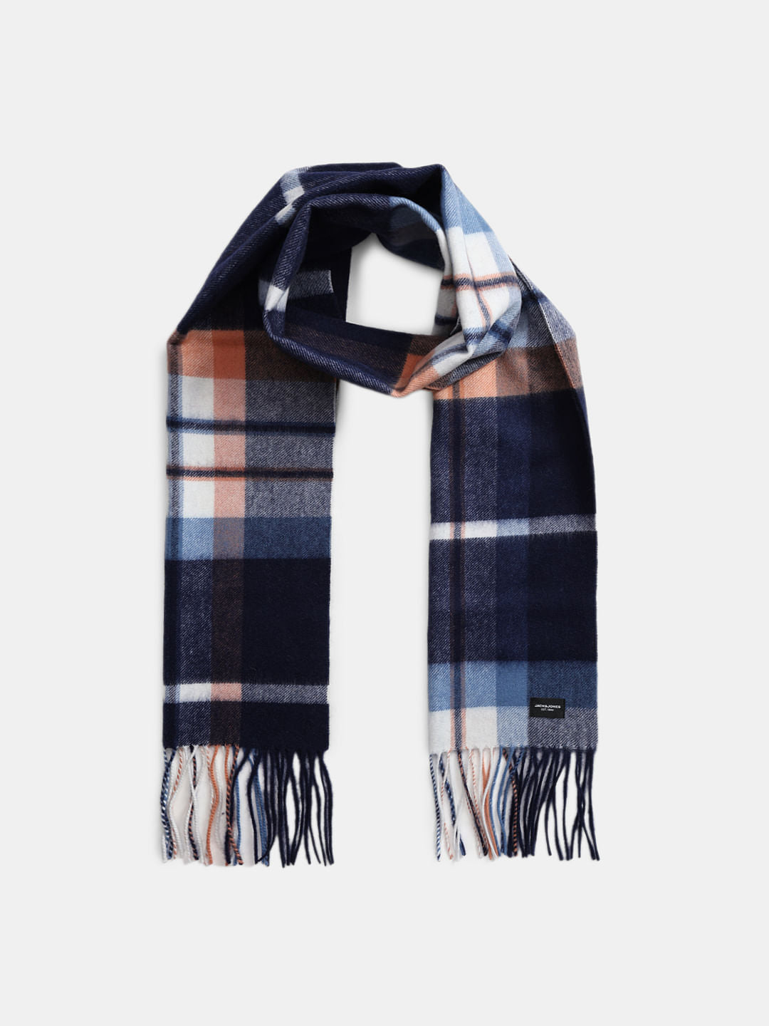 Blue Check Woven Scarf