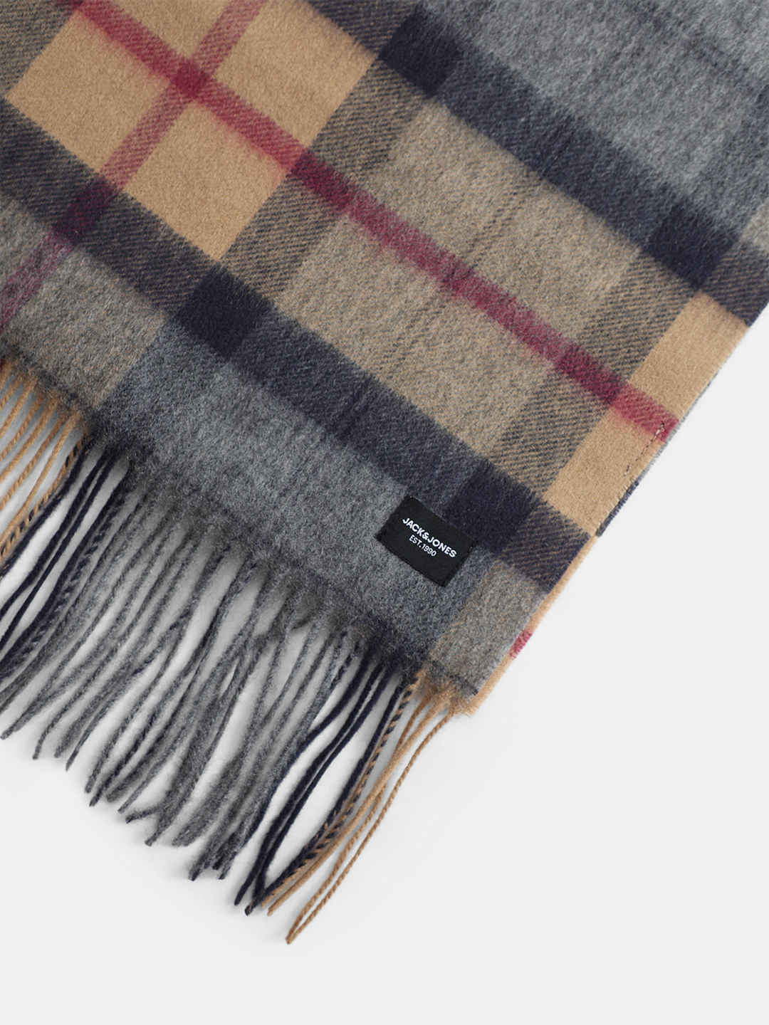 Light Brown Check Woven Scarf