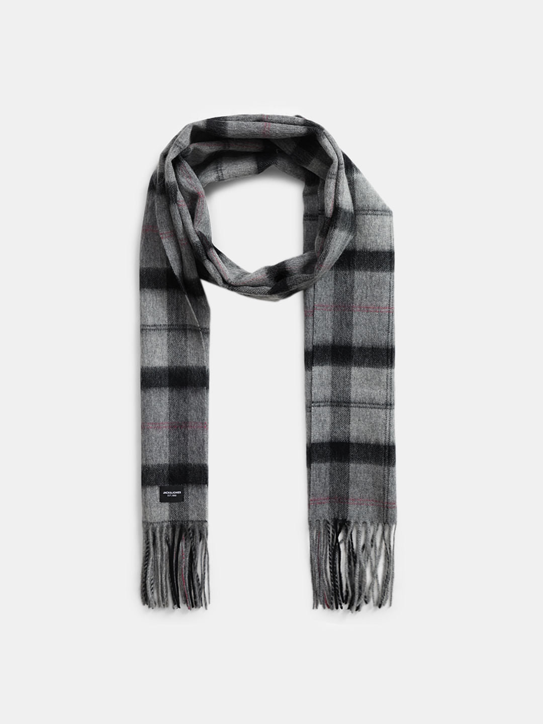 Black Check Woven Scarf