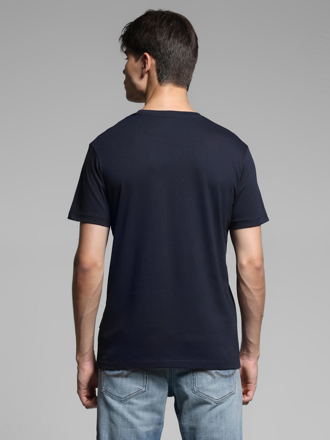 Dark Blue Cotton Regular Fit T-shirt