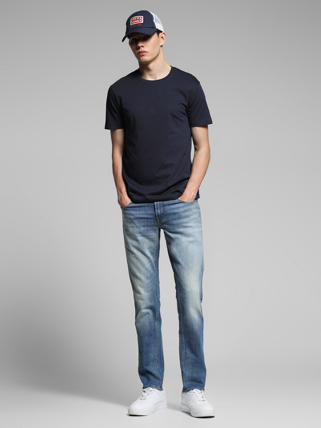 Dark Blue Cotton Regular Fit T-shirt
