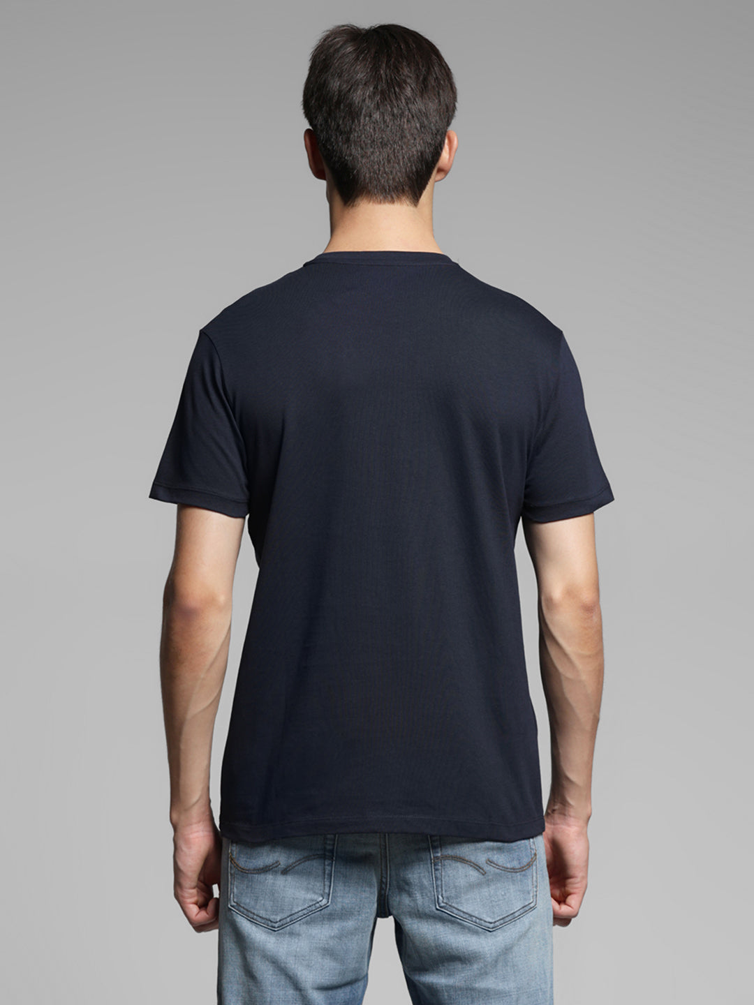 Dark Blue Cotton Regular Fit T-shirt