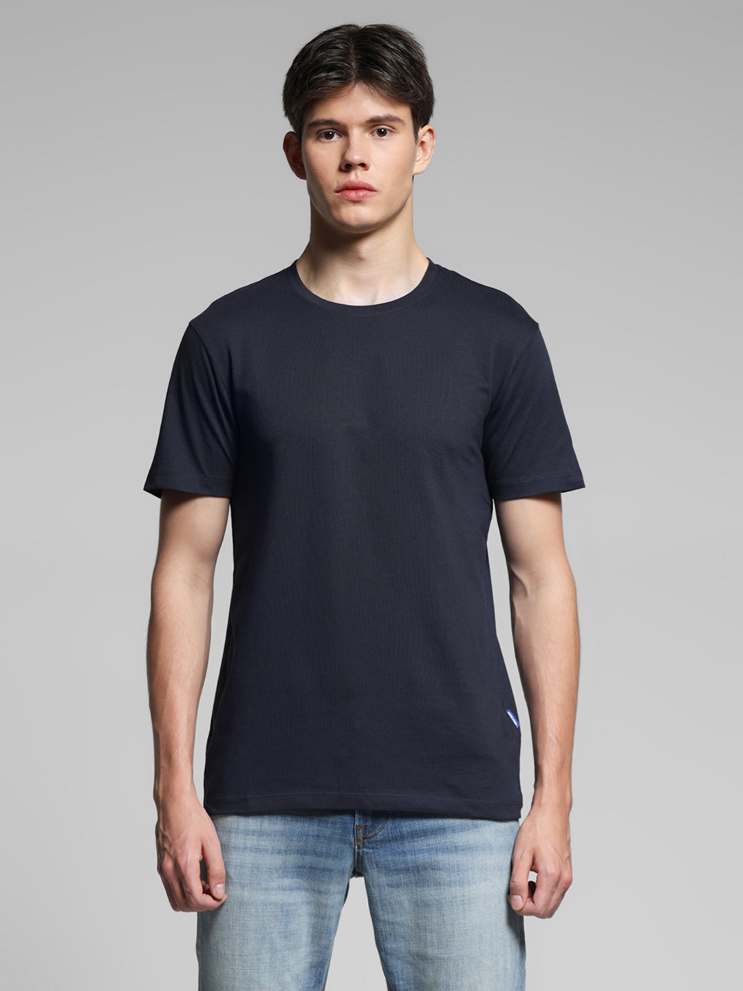 Dark Blue Cotton Regular Fit T-shirt