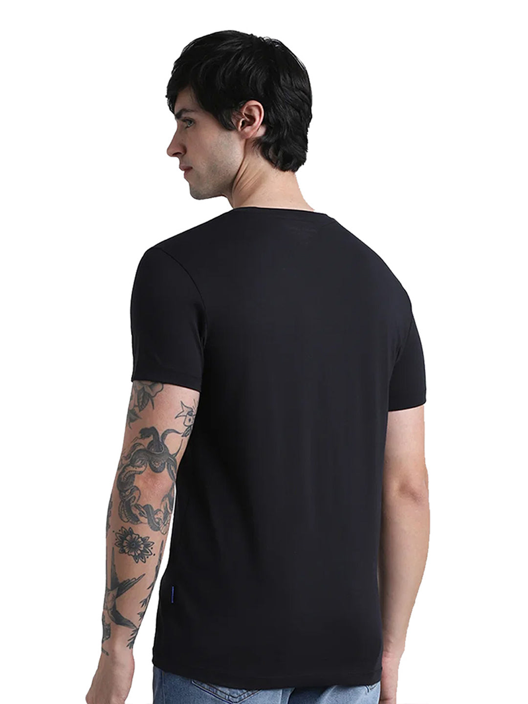 Black Cotton Crew Neck T-Shirt