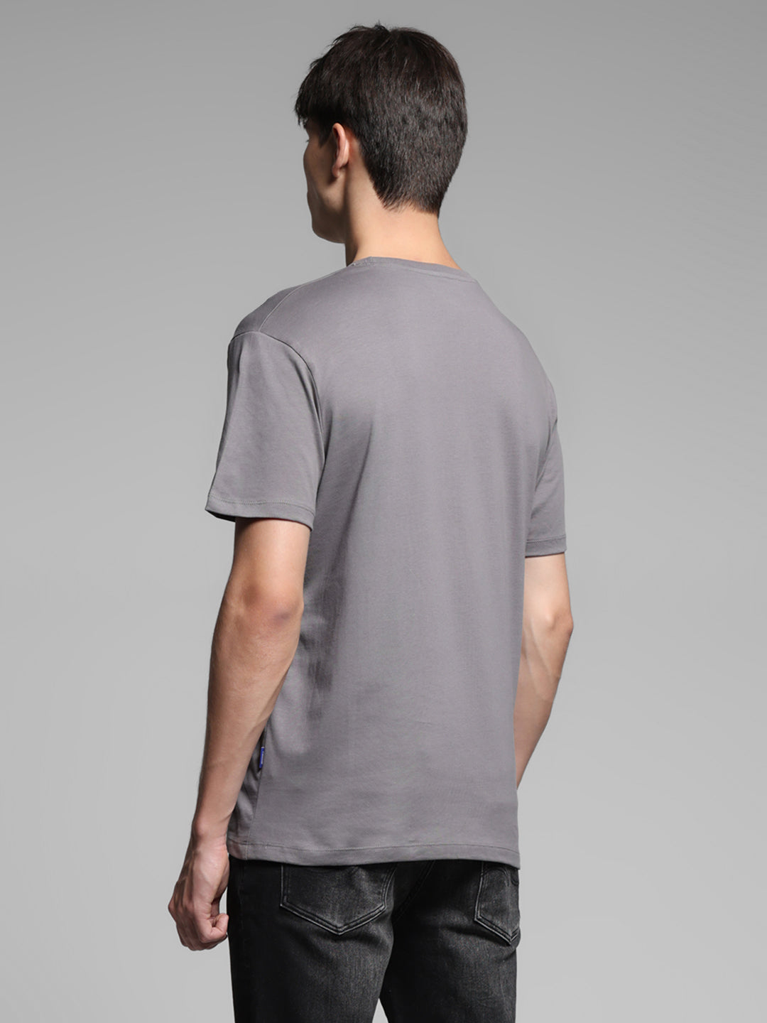 Grey Cotton Regular Fit T-shirt