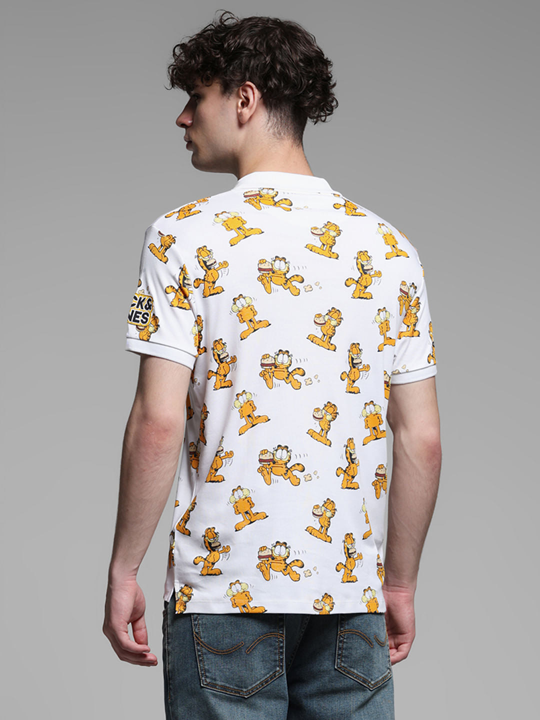 JACK&JONES X GARFIELD White Printed Polo