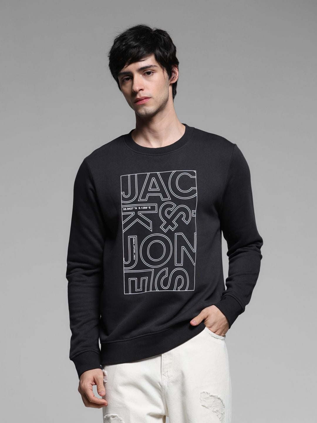 Black Typographic Logo Sweatshirt