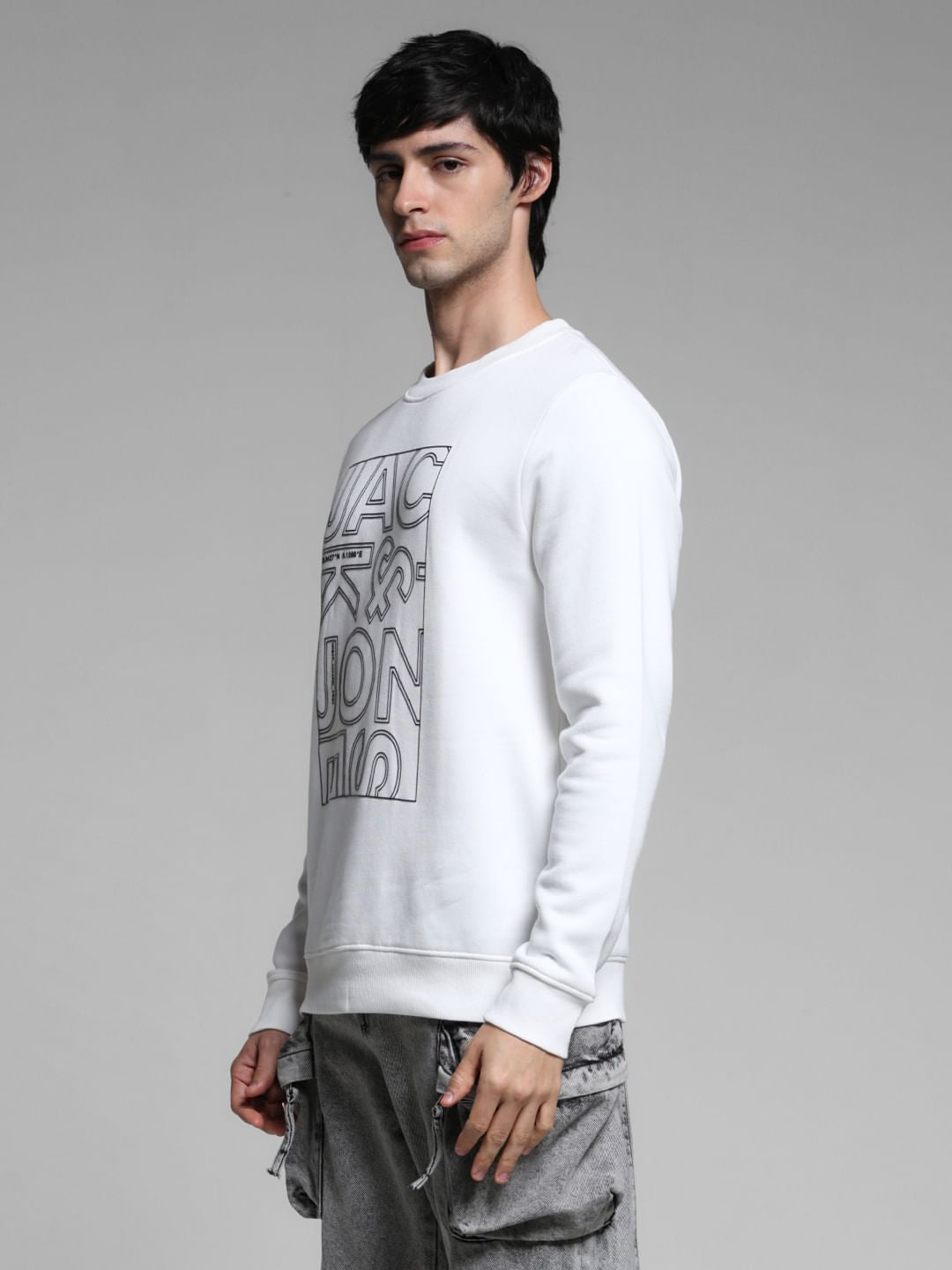 White Typographic Logo Sweatshirt