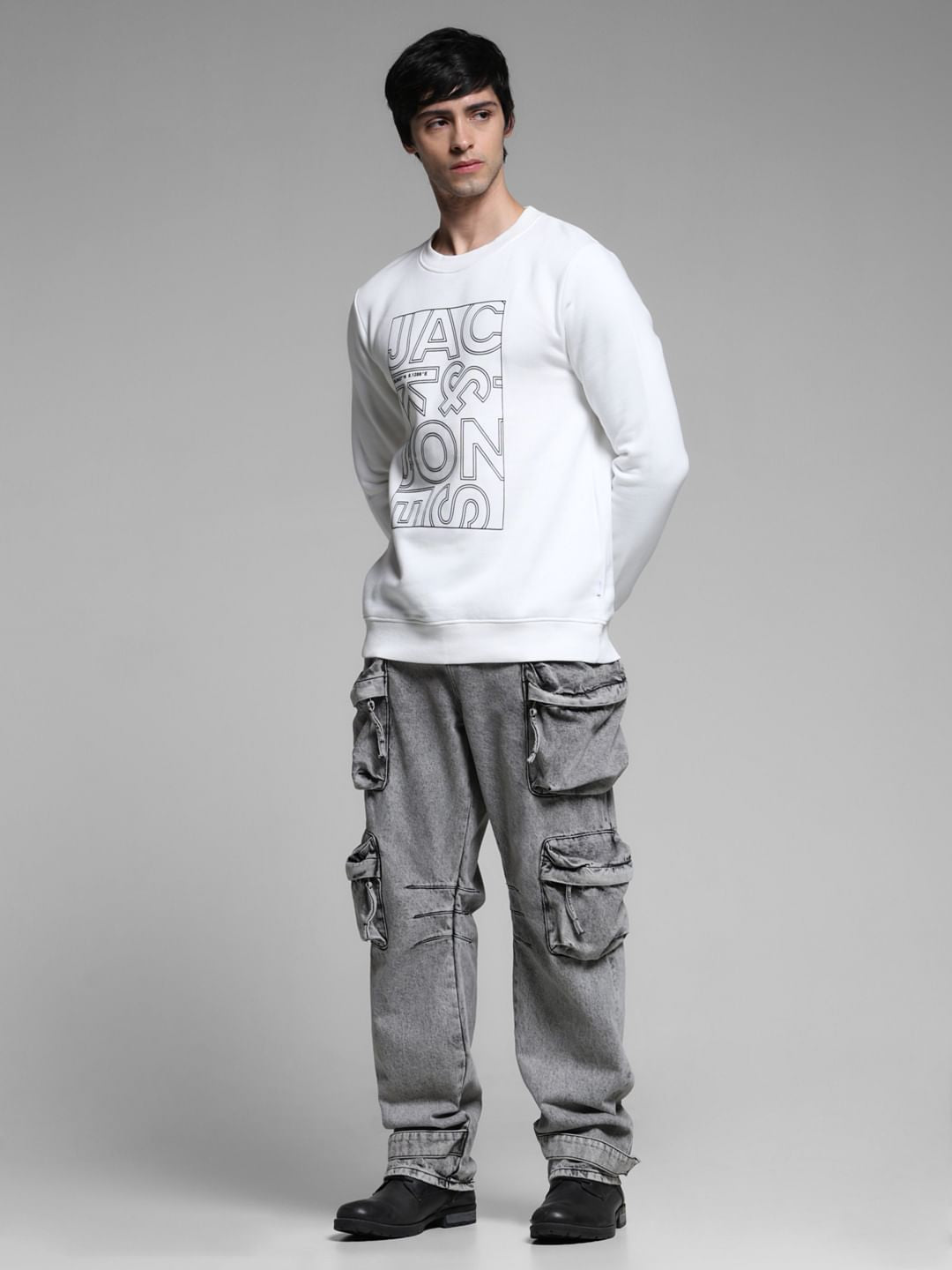 White Typographic Logo Sweatshirt