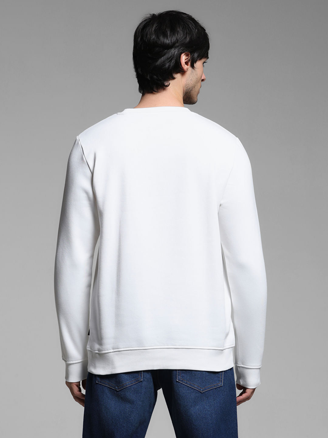 White Typographic Print Sweatshirt