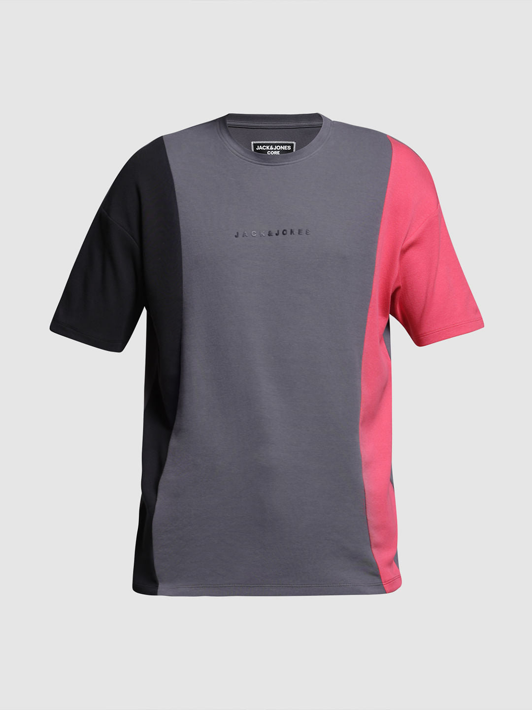 Pink Colourblocked Oversized T-shirt