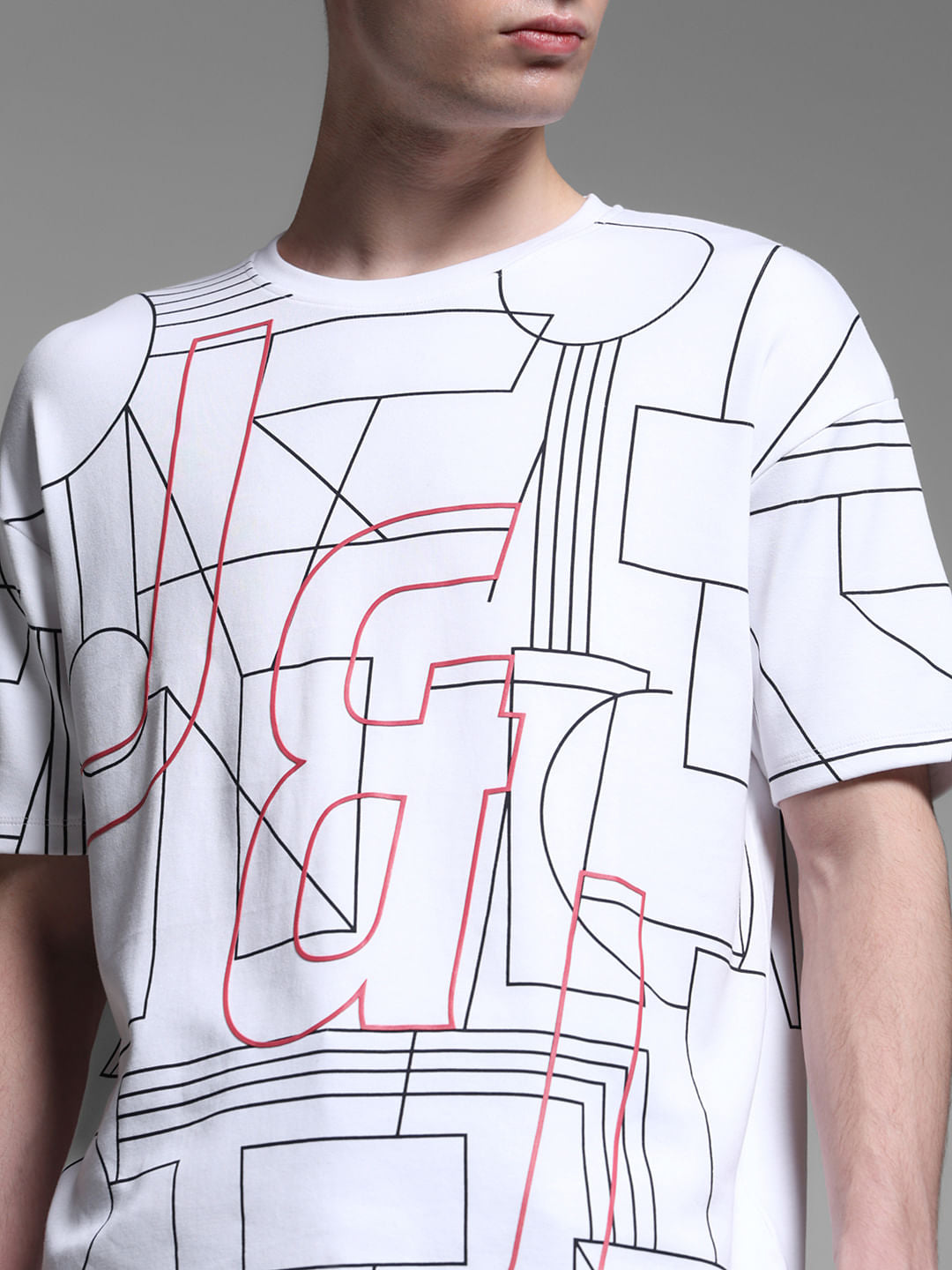 White Printed Oversized T-shirt