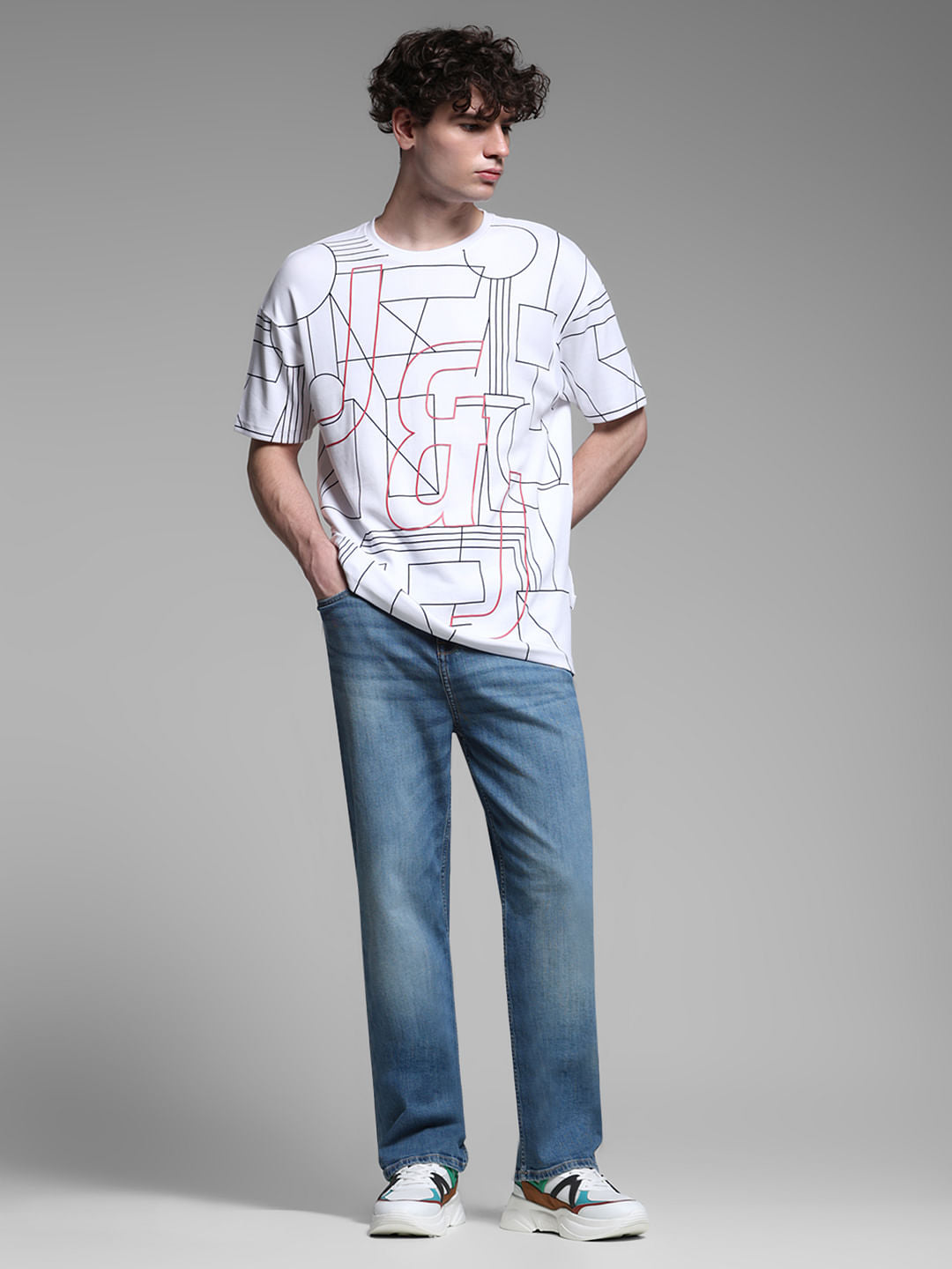 White Printed Oversized T-shirt