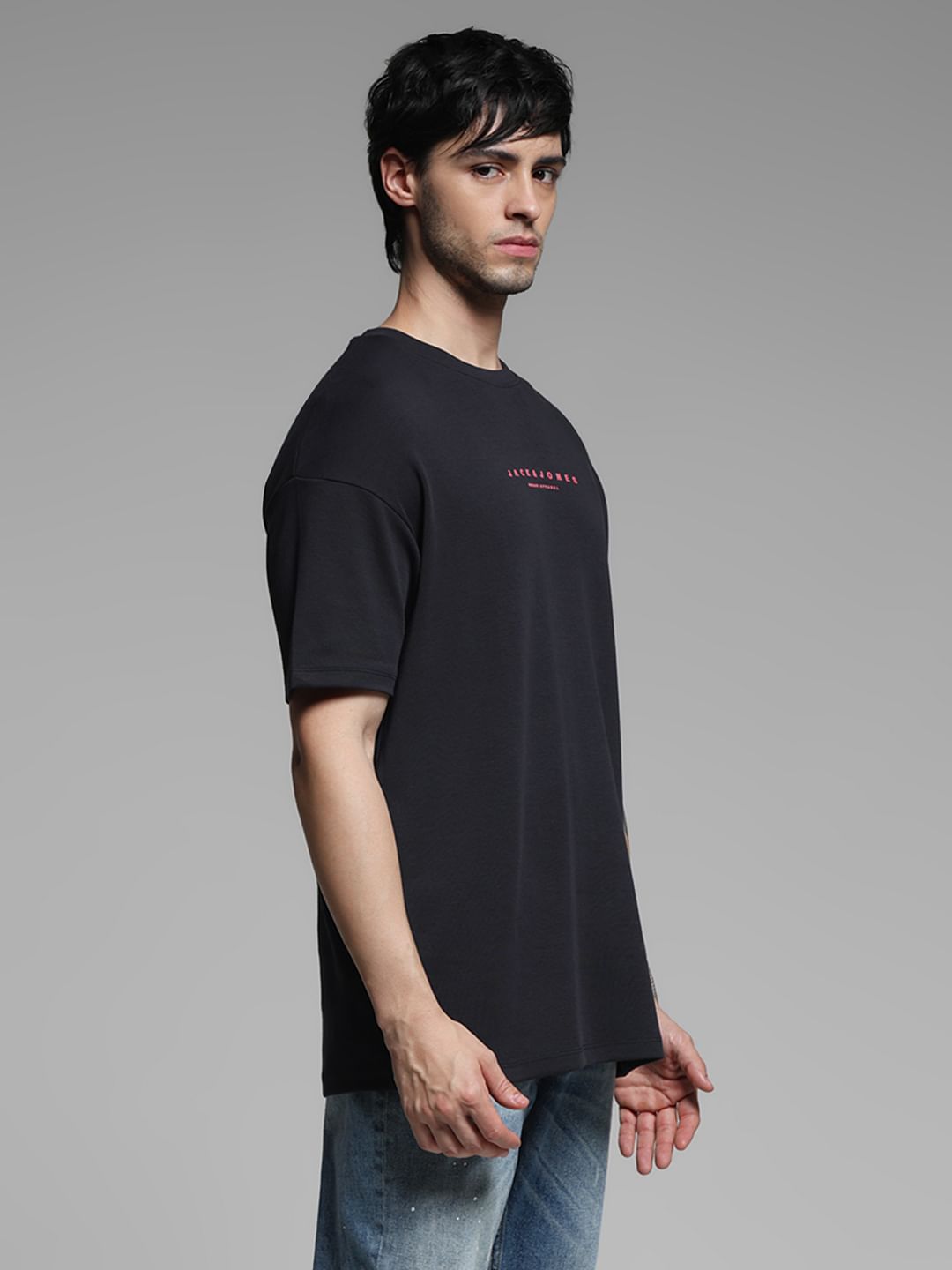 Black Doggo Print Oversized T-shirt