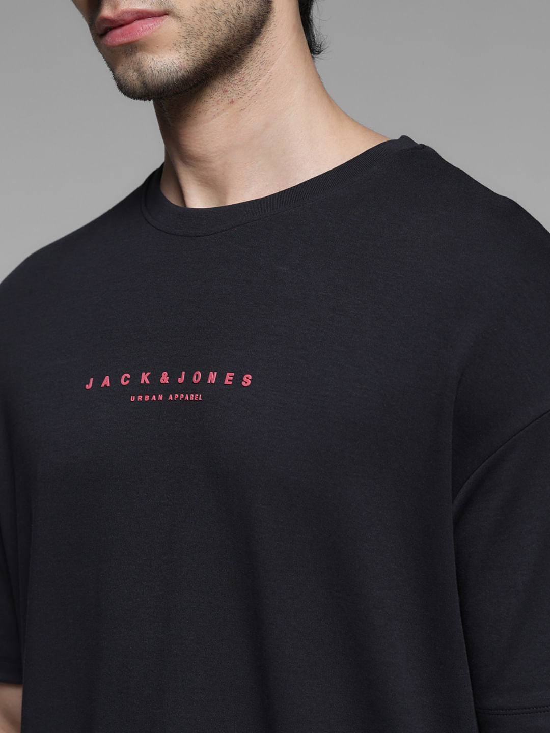 Black Doggo Print Oversized T-shirt