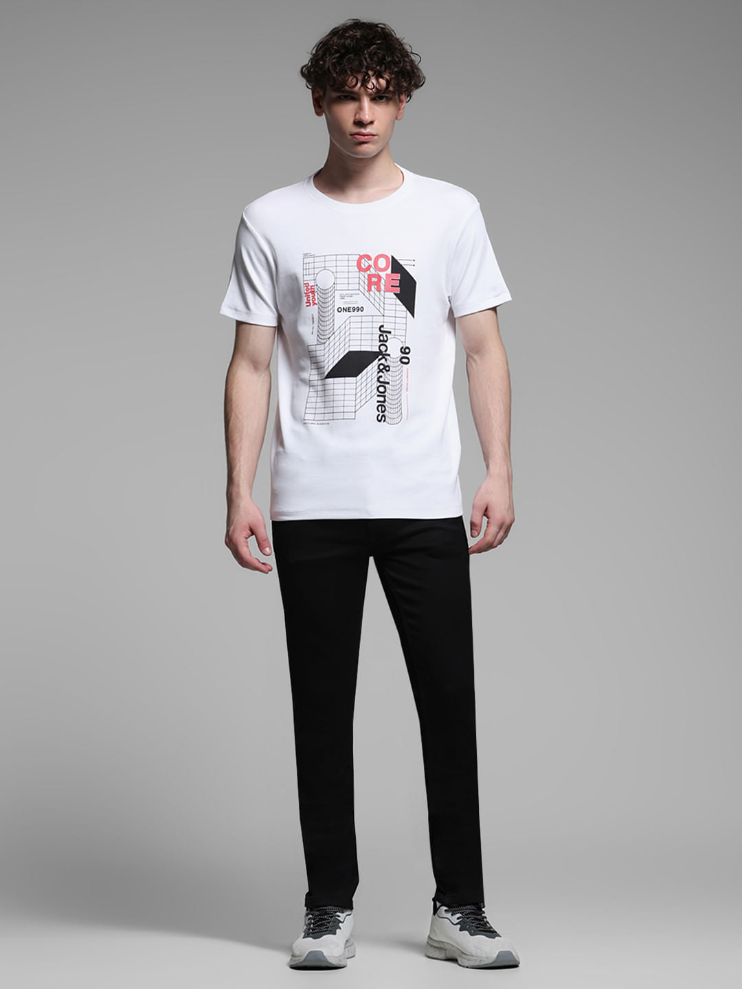 White Printed Cotton T-shirt