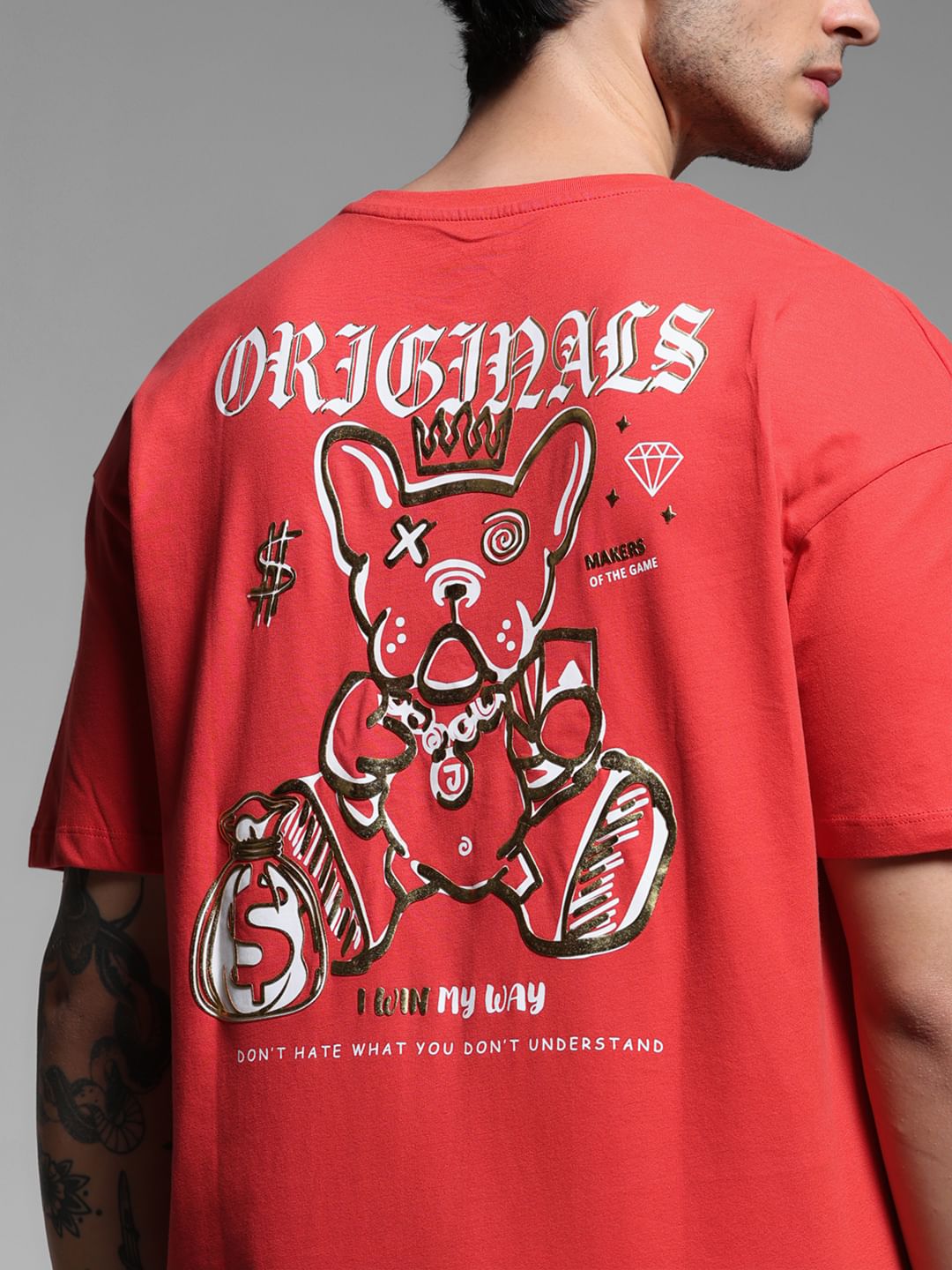 Red Graphic Print Oversized T-shirt