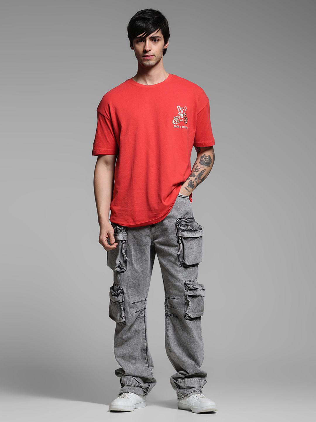 Red Graphic Print Oversized T-shirt