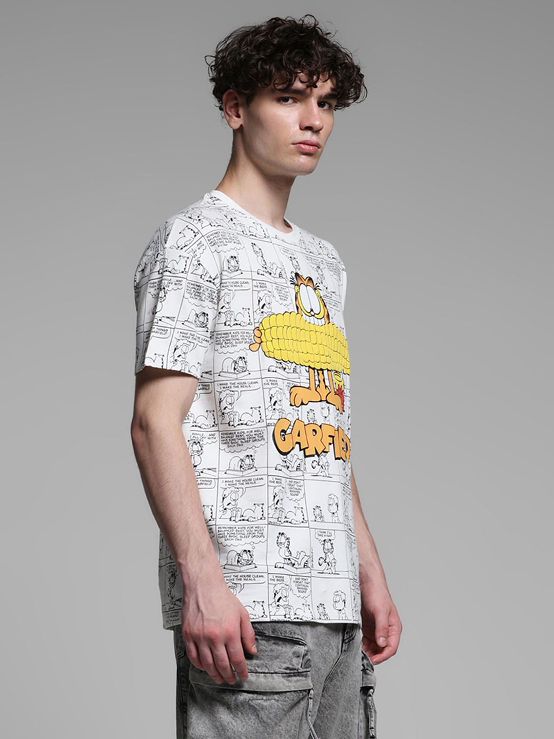 JACK&JONES X GARFIELD White Comic Strip Print T-Shirt