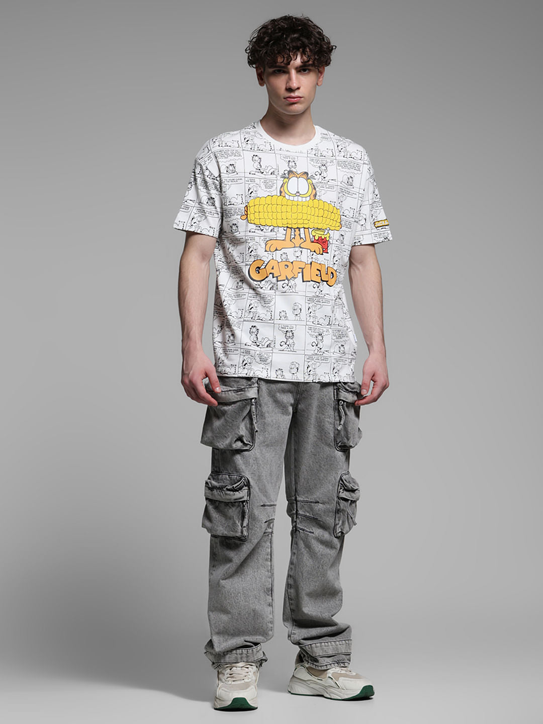 JACK&JONES X GARFIELD White Comic Strip Print T-Shirt