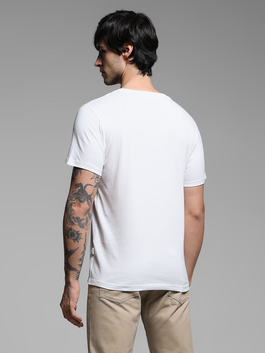 White Graphic Print Cotton T-shirt