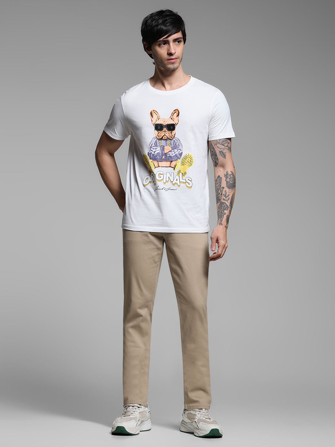 White Graphic Print Cotton T-shirt