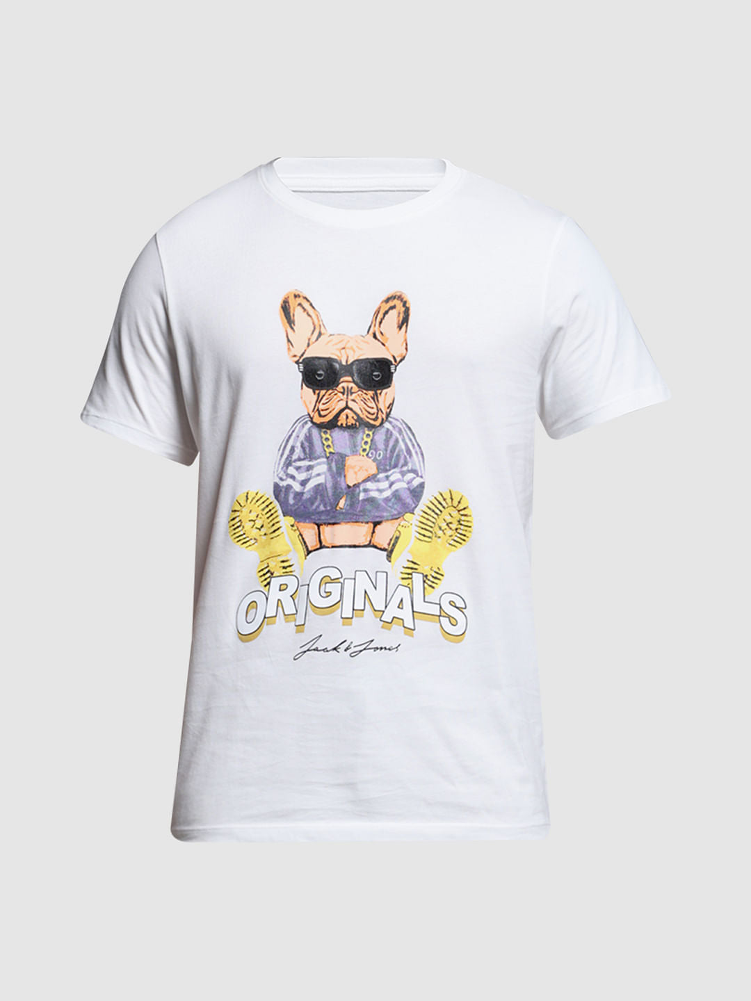 White Graphic Print Cotton T-shirt