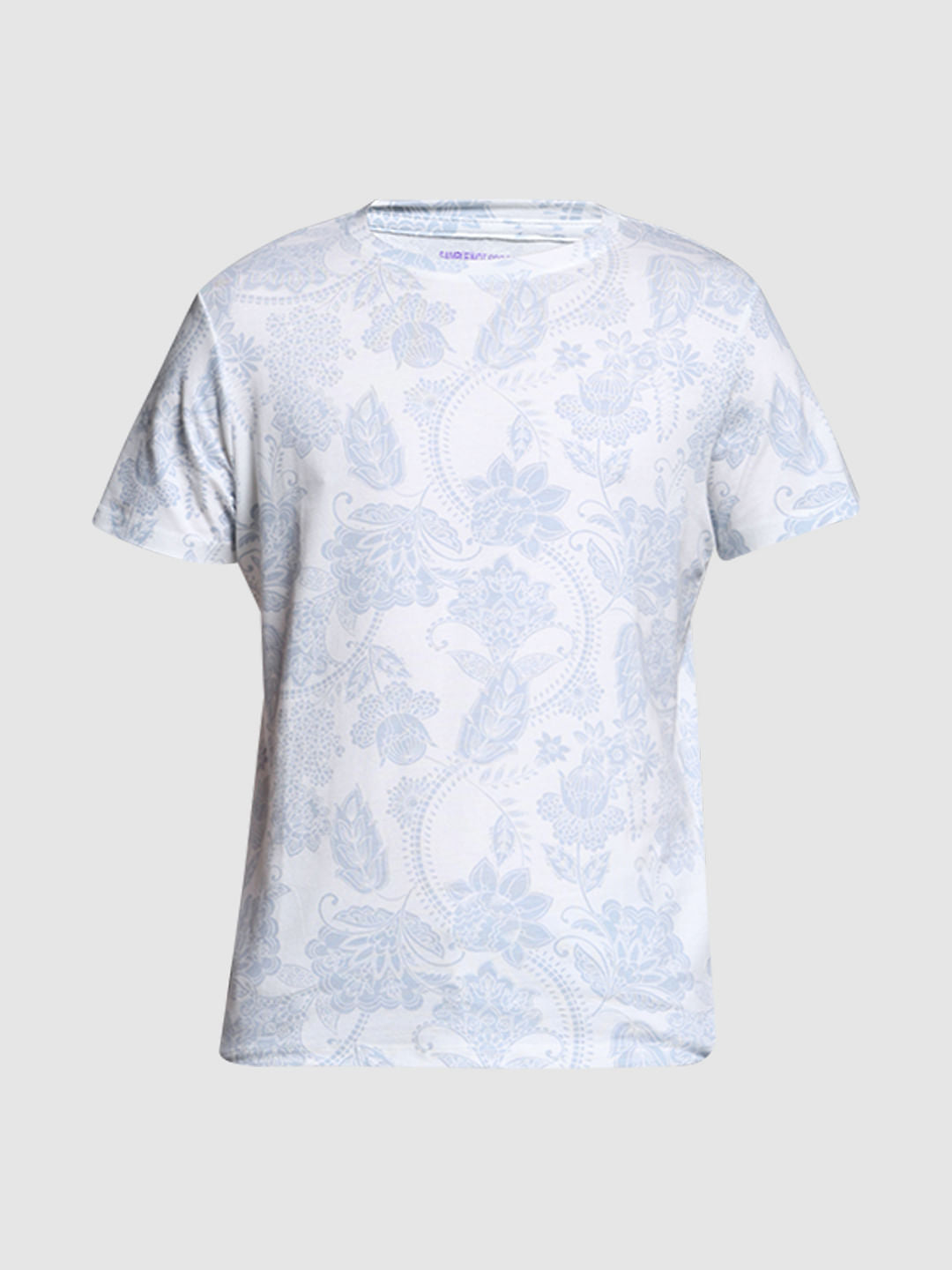 White Abstract Print Cotton T-shirt