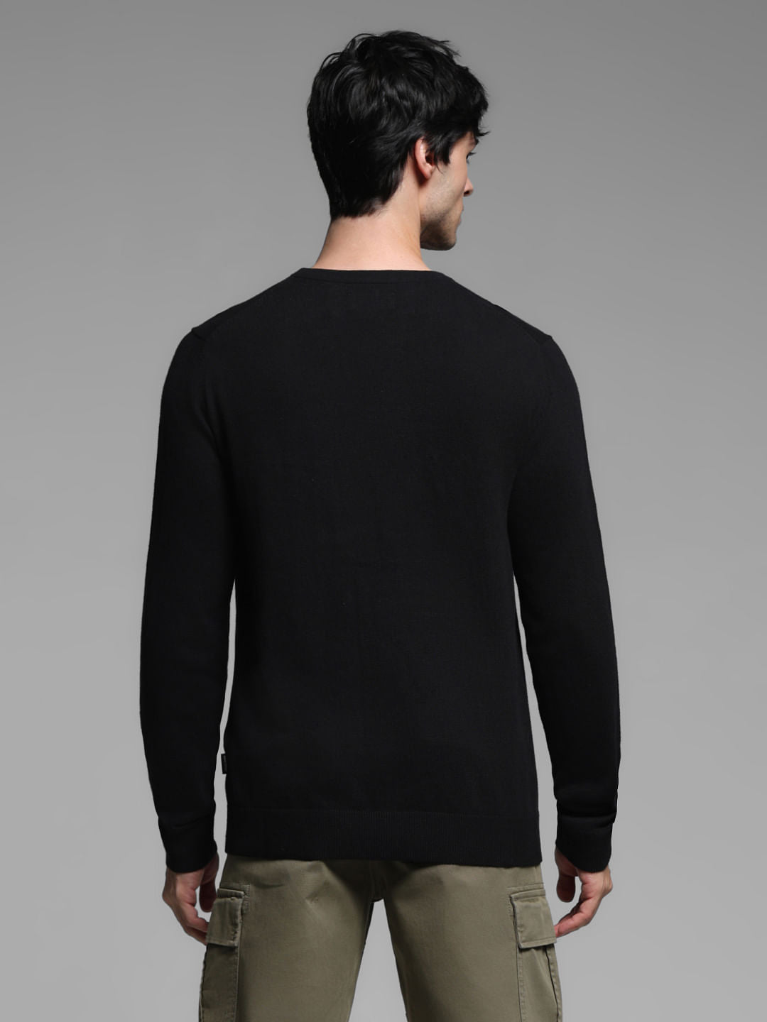 Black Flat Knit Pullover