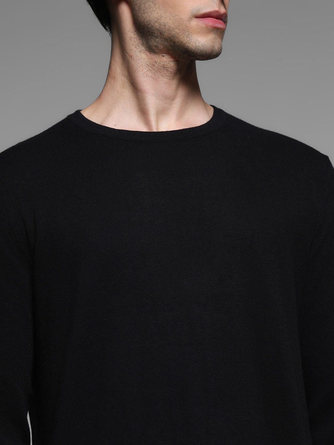 Black Flat Knit Pullover