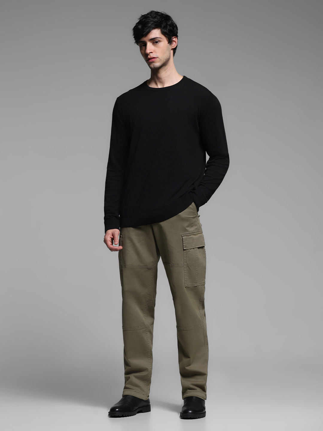 Black Flat Knit Pullover