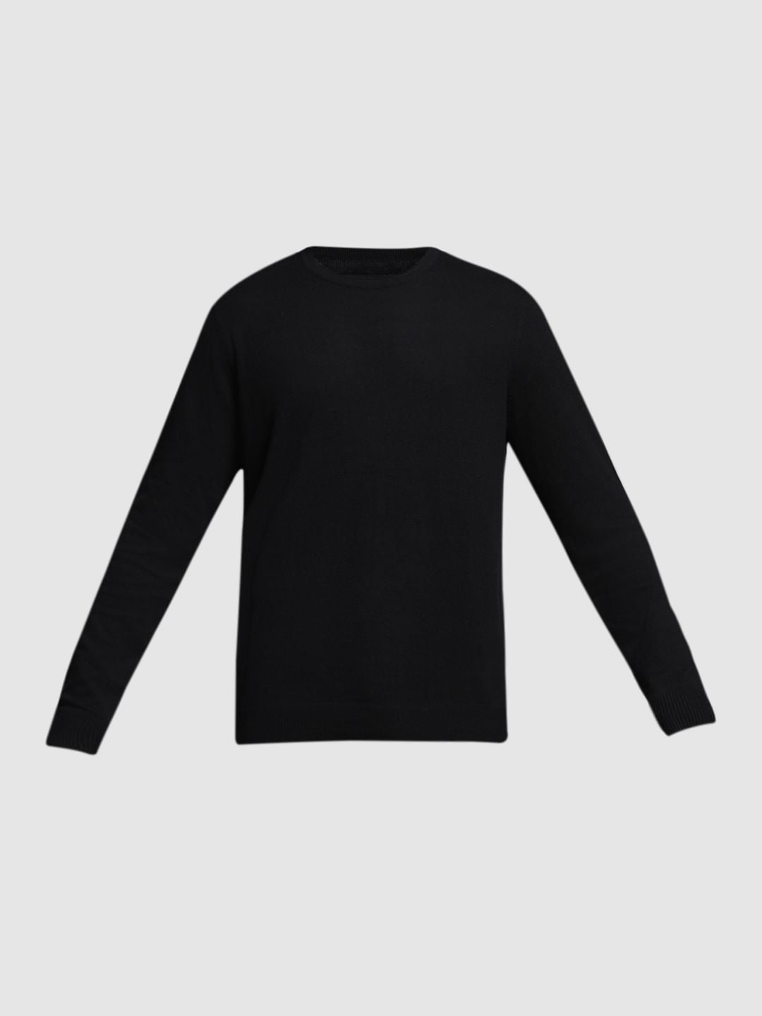 Black Flat Knit Pullover