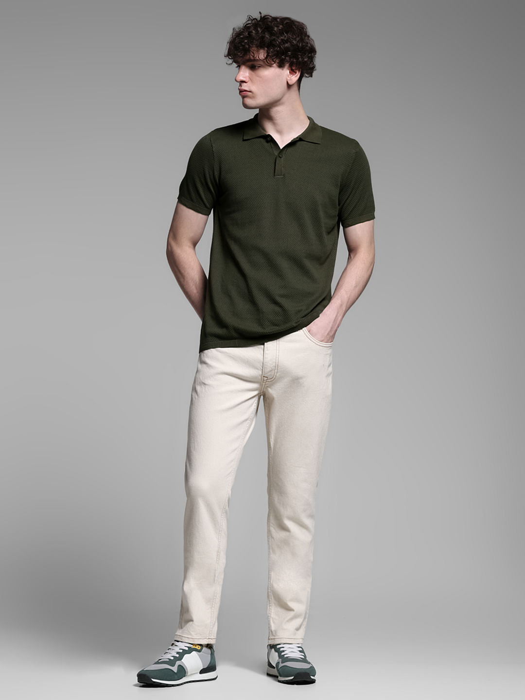 Green Knitted Cotton Polo