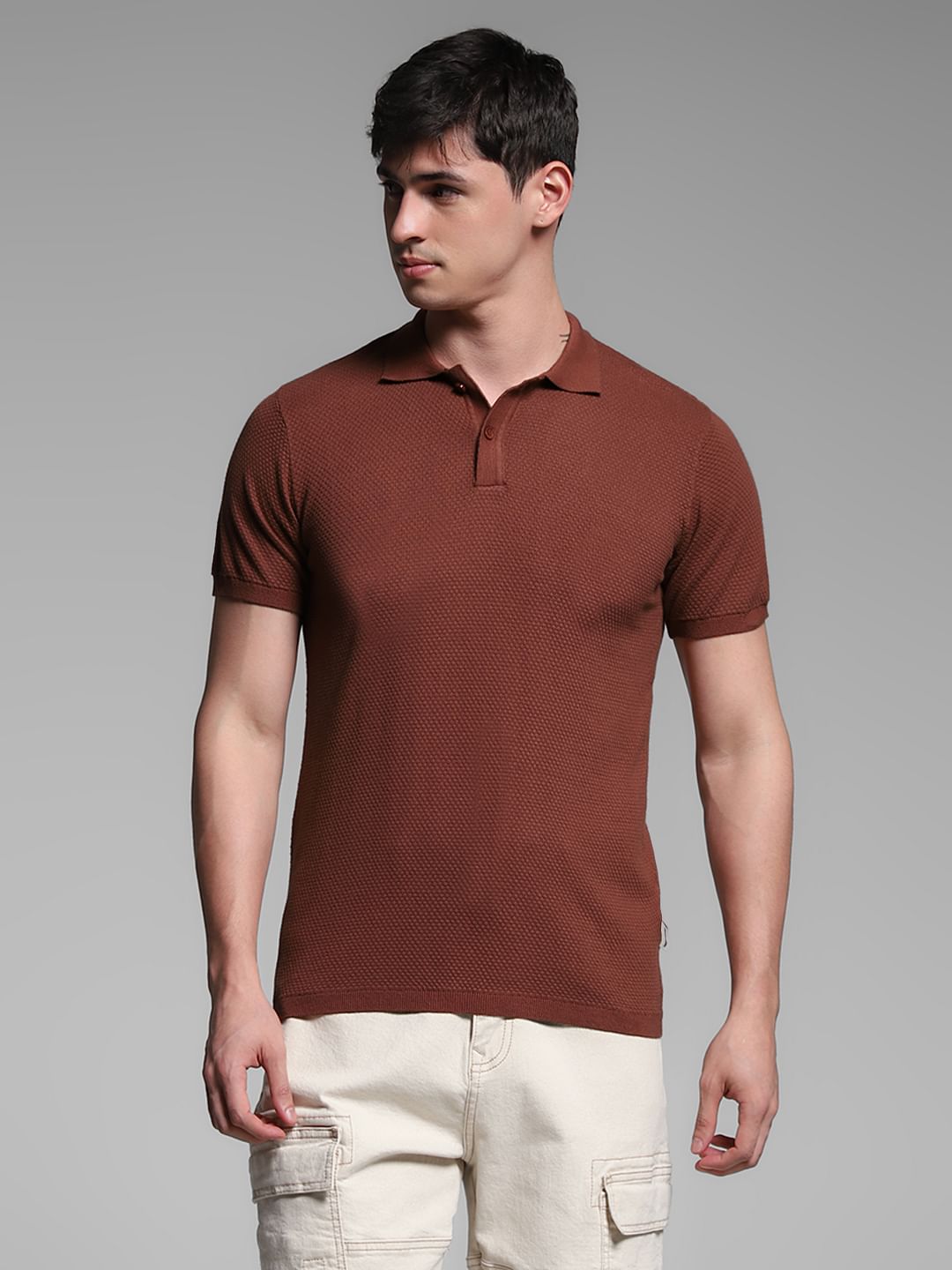 Dark Brown Knitted Polo