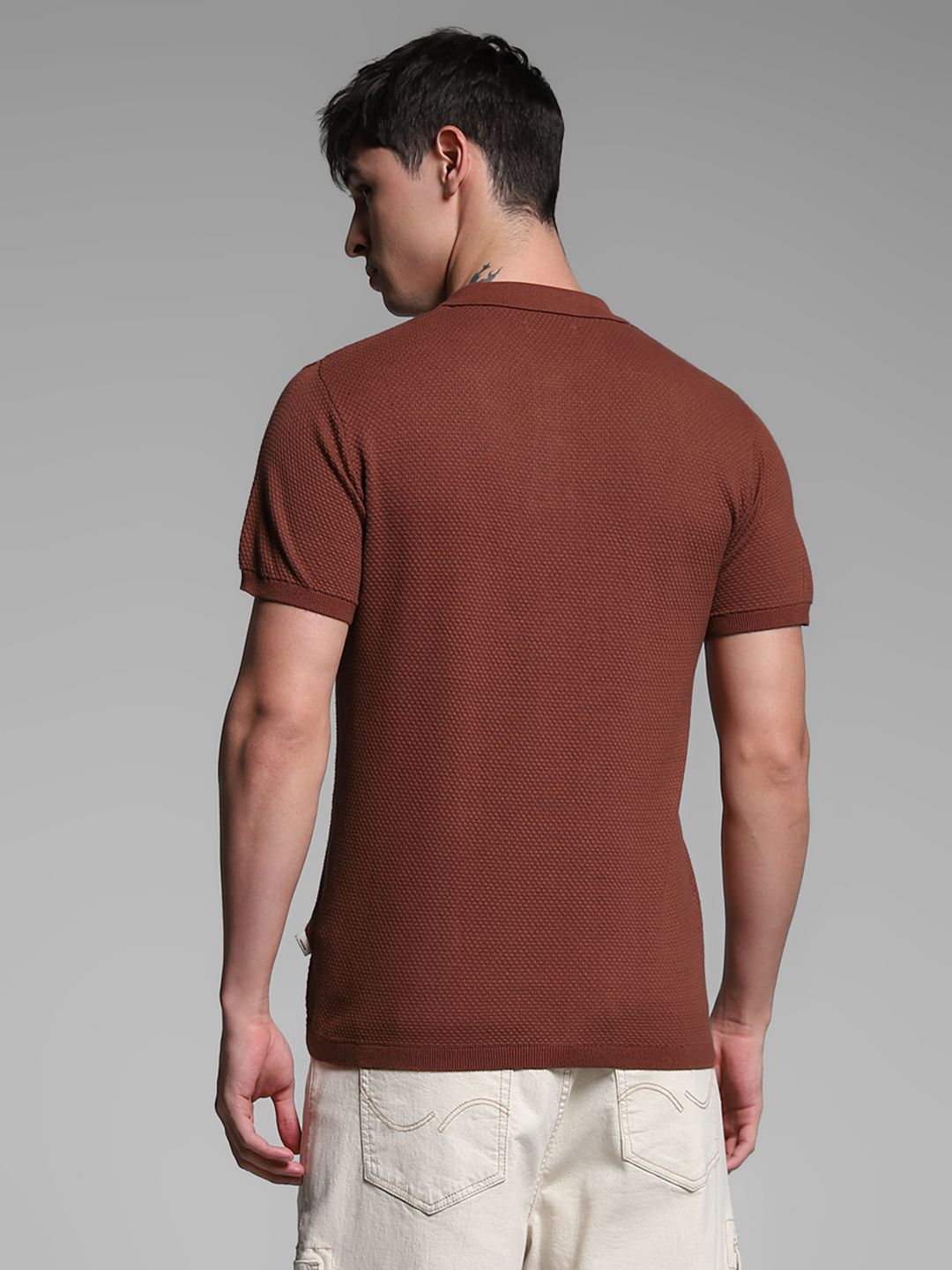 Dark Brown Knitted Polo