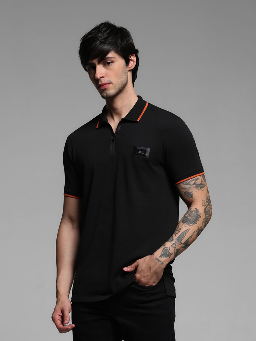 Black Polo Neck T-shirt