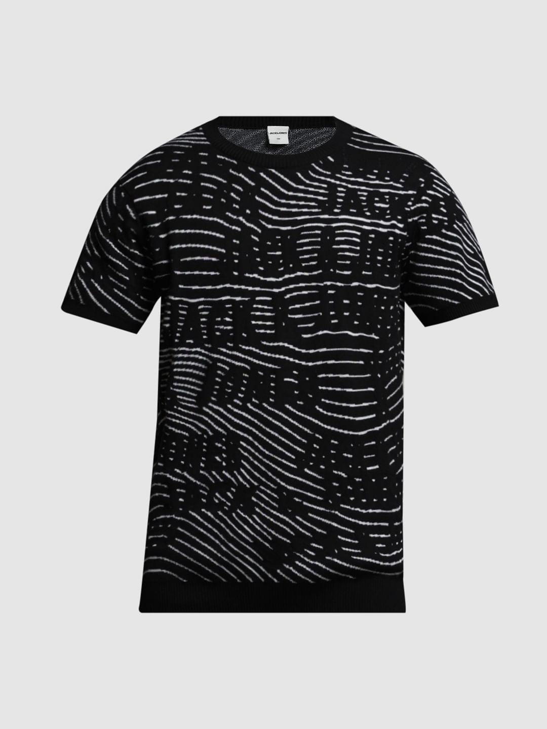 Black Logo Print Knitted T-shirt