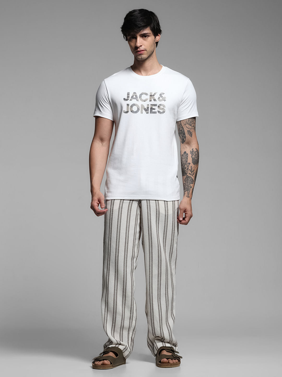 White Printed Crew Neck T-shirt