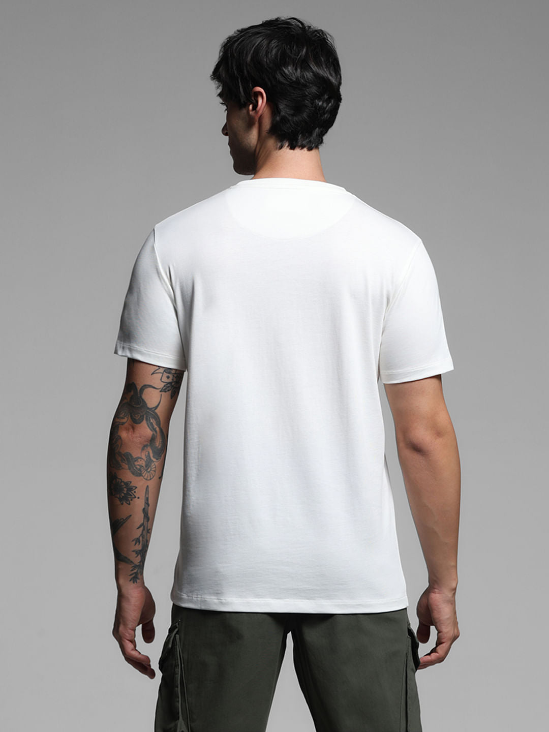 White Text Print Cotton T-shirt