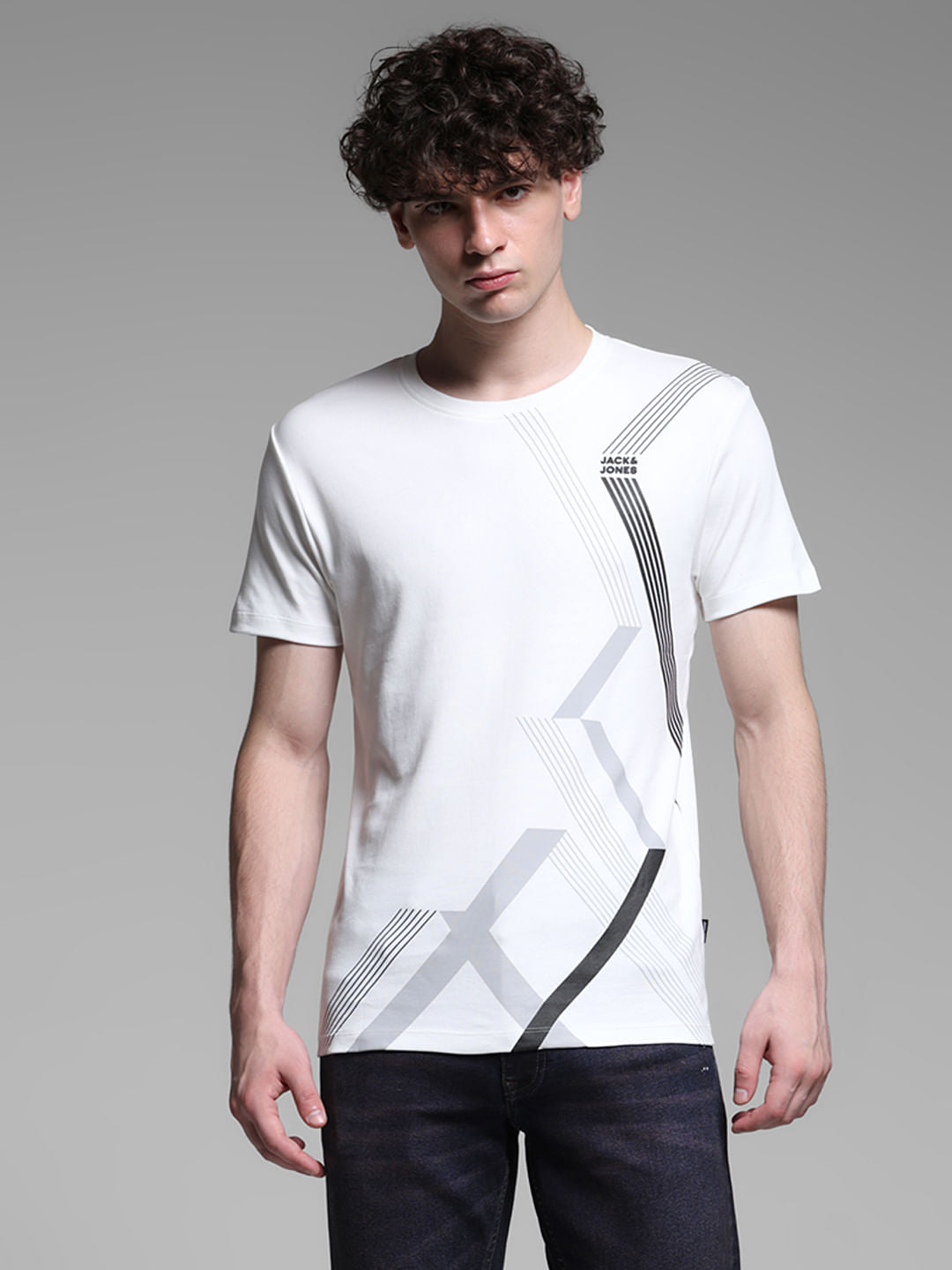 White Printed Cotton T-shirt